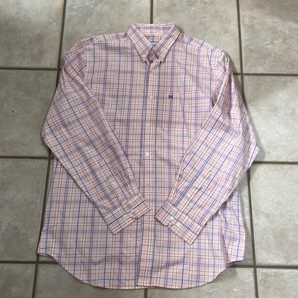 Men's Casual Button Down Shirt - Pink Plaid